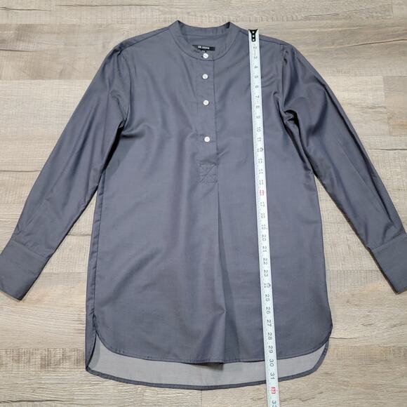 Kal Rieman Cotton XS Half Button Mandarin Collar Shirt Gray Twill Minimalist Top - Picture 5 of 6
